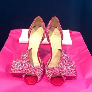 Christian Louboutin Barbie Pink Swarovski Crystal Strass Heels With Bow Size 36
